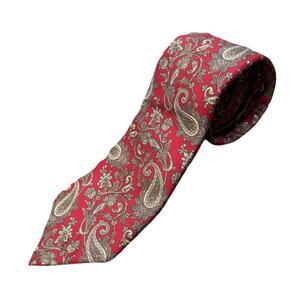 Vintage Christian Dior Paisley Silk Tie - Maroon/Gray